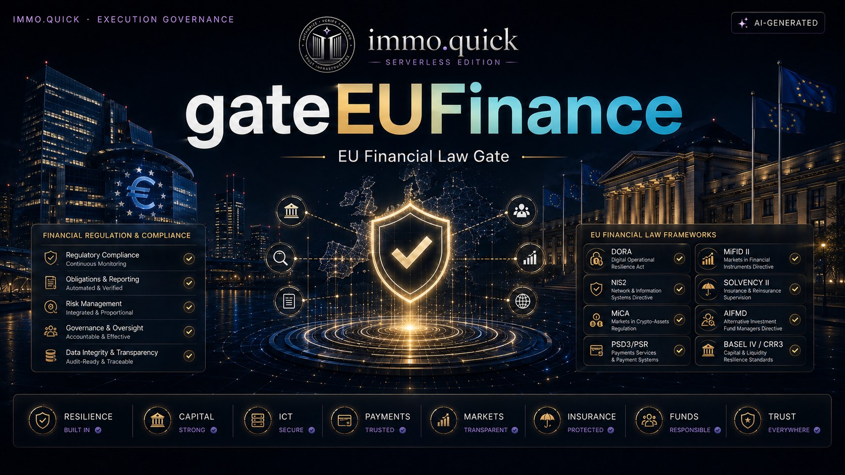gateEUFinance — Sixteen frameworks, one finance gate.