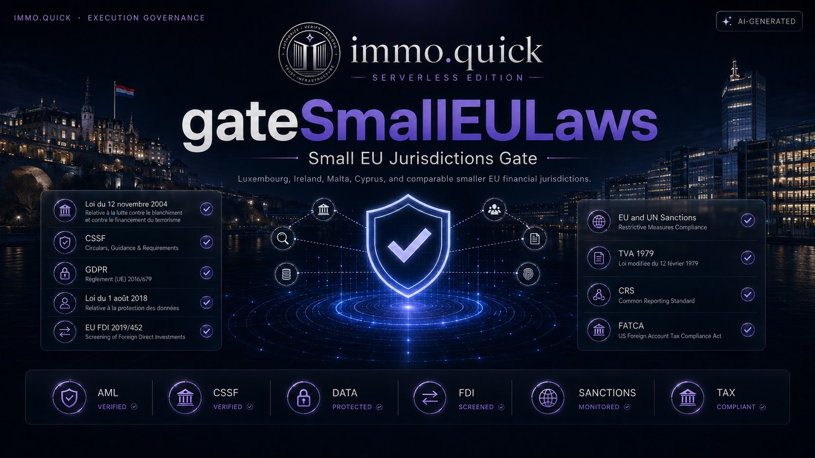 gateSmallEULaws — Seven categories, one small EU financial centre per run.